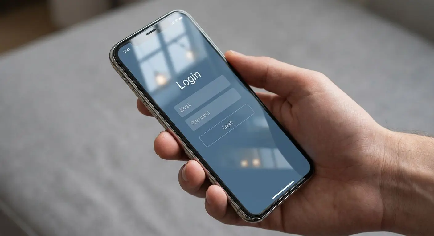 Mobilní formulář pro přihlášení do účtu