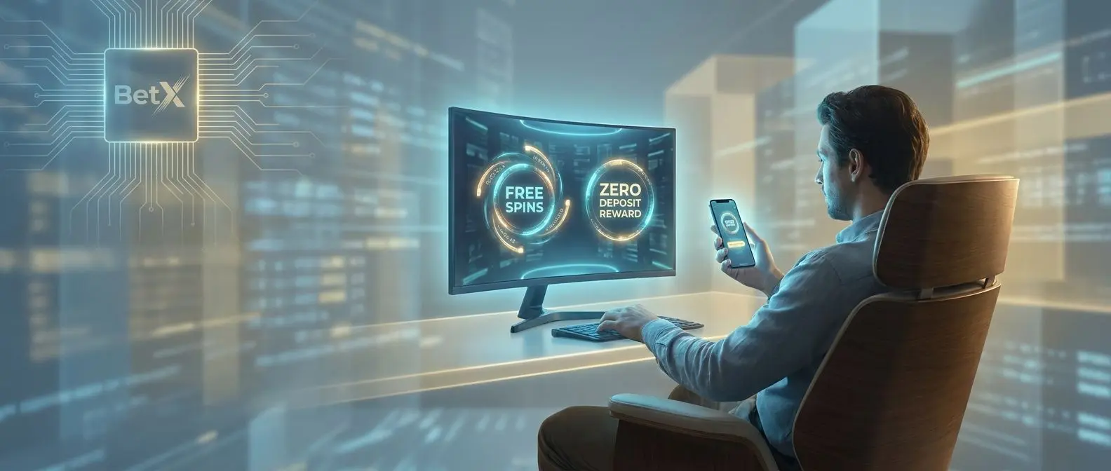 Hráč u počítače a mobilu využívá bonus bez vkladu v online prostředí