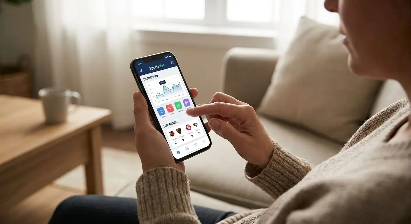 Uživatel drží smartphone s otevřeným mobilním rozhraním BetX